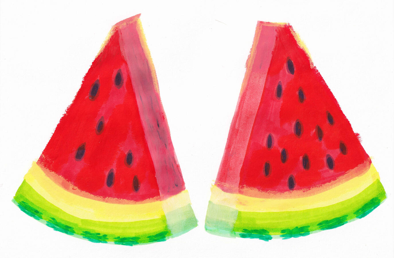 watermelon slices (markers + paint sticks)